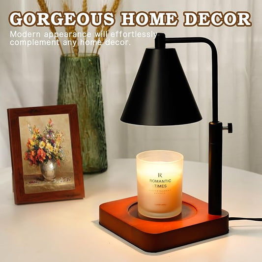 Modern Candle Warmer Lamp with Timer, Black Candle Lamp Warmer for Jar Candles, Mothers Day Birthday Gifts for Women, Dad, Men, Adjustable Metal Candle Lamp Dimmable, Vintage Home Decor, 2*35Watt Bulb