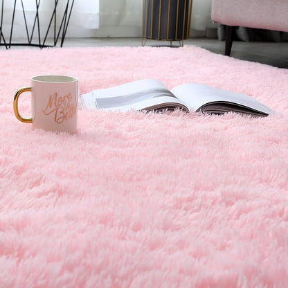 Shag Area Rugs for Bedroom Living Room,6X9 Ultra Soft Fluffy Area Rugs for Dorm,Indoor Carpet Plush Rugs for Home Decor, Pink
