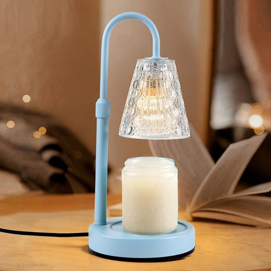 Candle Warmer Lamp with Timer Dimmable, Birthday Gifts for Women Mom, House Warming Gifts New Home Decor, Wax Melt Warmer for Jar Candles with 2 Bulbs, Light Blue