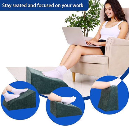 Foot Rest for Under Desk at Work, Ergonomic Under Desk Footrest with Washable Cover for Office, Home & Gaming Leg Elevation Pillow Green