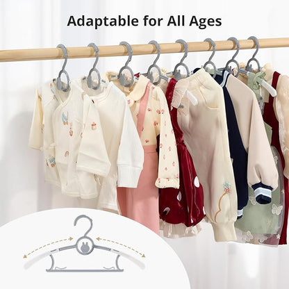 Kids Hangers, Stackable & Adjustable Baby Hangers, 20PCS Baby Hanger for Toddler Kid, Extendable Kid Hanger, 11-14Inch Child Hangeres for Closet Infant Newborn, Nonslip Plastic Toddler Hangeres