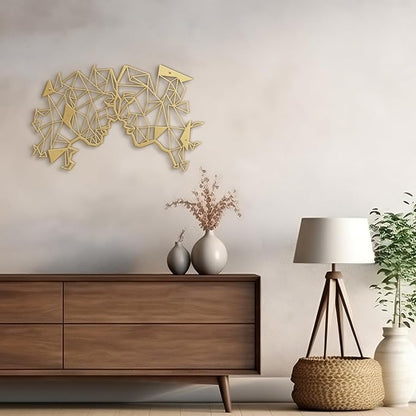 SIGNLEADER Metal Wall Art Decor Couple Secret Words Modern Abstract Wall Sculpture Hangings Home Decoration for Living Room, Bedroom, Bathroom, Kitchen, Outdoor - 30" Gold