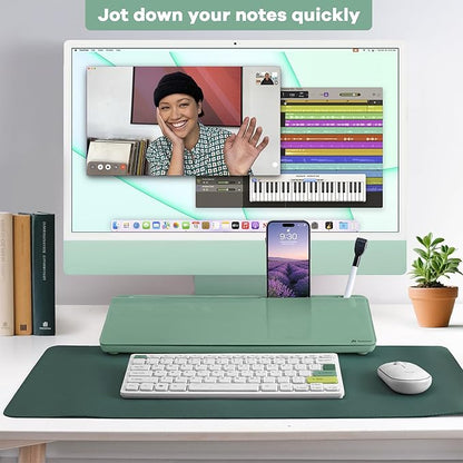 Varhomax Glass Desk Whiteboard with Storage, Desktop Organizer to-do List Memo Notepad Dry Erase White Board for Home Office and School Supplies (Green)