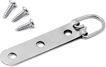 PHS Heavy Duty D Ring Picture Hangers - 30 Pack Large Strap Hangers for Picture Hanging - 3 Hole D Rings with Screws - 50 Pound Load Capacity