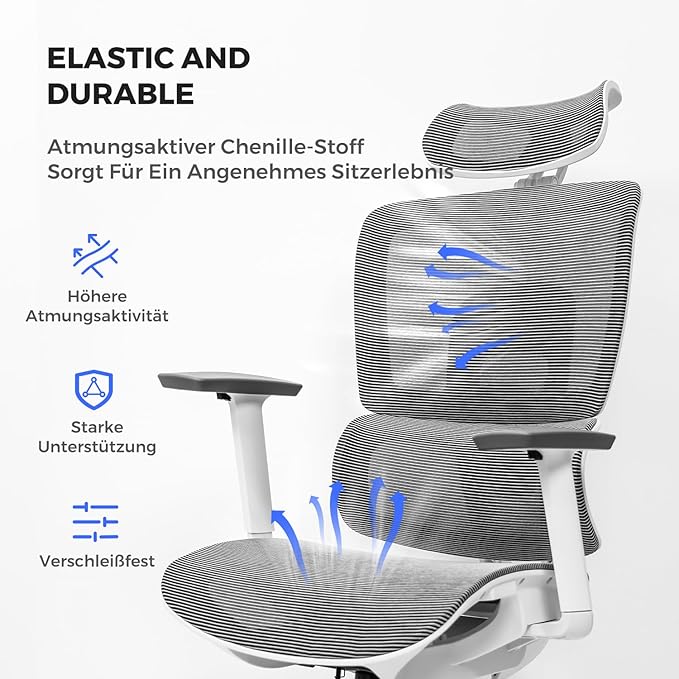 NearHub Ergonomic Office Chair for Big and Tall Max 400Lbs Heavy-Duty Office Gaming Chair with Adjustable Features, High-Back Design, and Premium Comfort for Home Office, EC20