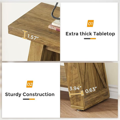70.87-Inch Console Table for Entyrway, Extra Long Sofa Table Behind Couch, Farmhouse 2-Tier Entry Table for Hallway, Foyer, Oak Color