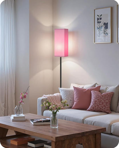 64.2” Dimmable Floor Lamp for Living Room with Remote and Foot Switch, Corner Floor Lamp for Bedroom, Includes 10W A19 Bulb, Modern Standing Tall Lamp, ETL Listed Pink and Black P17LD05