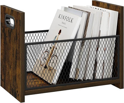 Large Magazine Rack Floor, Vinyl Record Storage, Magazine File Holder Storage Basket for Letters, Books, Newspapers, Desktop and Home Office, 15.35" L x 8.7" W x 11.8" H