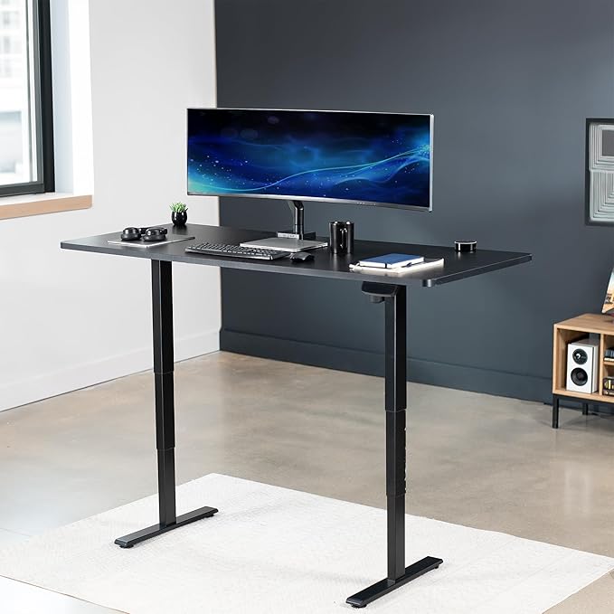 VIVO Electric 71 x 30 in Standing Desk, Touch Screen Adjustment, 220 lb Frame Support, 2E Series, Black Top Black Frame, DESK-KIT-2E71B