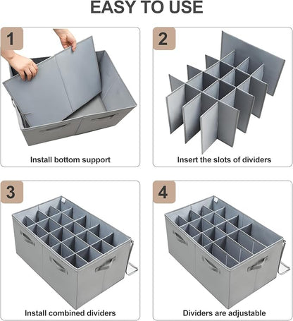 TOPIA HOME Shoe Organizer for Closet 2 Pack, Foldable Shoe Box with Adjustable Dividers and Clear Cover, Space Saving Shoe Storage Organizer Cabinet with Reinforced Handles, Fits 40 Pairs, Gray, TP11G