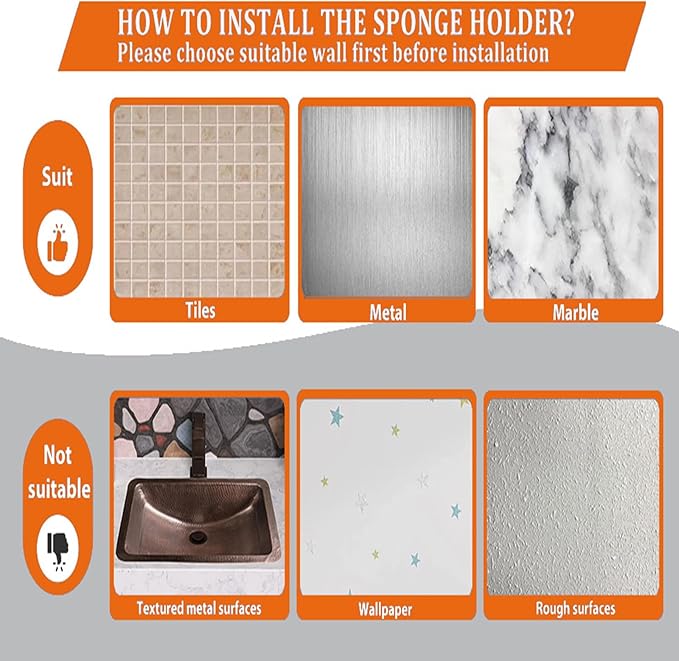 MURLONG Sponge Holder Smiley Face,Sink Caddy,Kitchen Organizer with 2 Suction Cups/1 Adhesive Strips,Designed for Sponge,Soap,Dish Brush,Scrubber - Gray