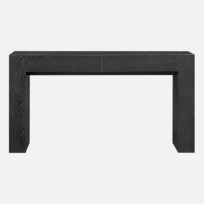 OKD Modern Entryway Console Table, Sofa Table with Drawers, 63" Long Hall Table Behind Couch, Thick Wood Design for Living Room, Hallway - Black Oak