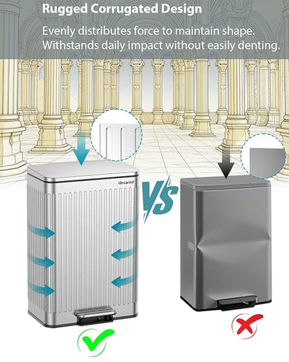 Lovewind Kitchen Trash Can, 18.5 Gallon / 70L Large Kitchen Garbage Can with Soft Close Lid – Pet Resistant, Removable Inner Bucket, Stainless Steel Trash Bin Perfect for Big Families, Silver