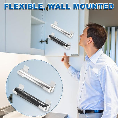 PEUTIER 2.5 Inch Small Trash Bag Holder, 4pcs Plastic, Wall Mount Kitchen Organizer, Multifunctional Storage for Home, White (05010)