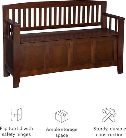 Linon Home Dcor Linon Home Decor Cynthia Storage Bench, 50"w x 17.25"d x 32"h, Walnut