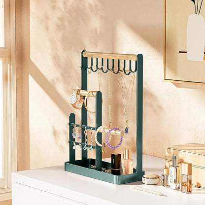 ProCase Cute Jewelry Stand, Aesthetic Jewelry Organizer for Dresser Vanity, Jewelry Holder Display for Necklaces Earrings, Gifts for Teen Girls Women, Bedroom Dorm Decor -Medium, Green