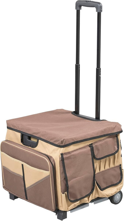 SVYP Mobile Utility Cart with Storage Organizer Bag, Rolling Cart, Chocolate/Sand