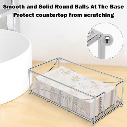 Livabber Guest Napkin Holder, Metal Bathroom Paper Hand Towel Storage Modern Napkin Tray Caddy for Countertop, Table Kitchen, Dinning Room (Chrome, Metal Base)