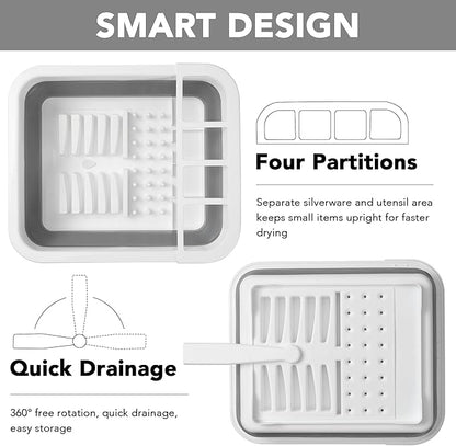 Tiawudi Collapsible Dish Drying Rack, Pop Up Dinnerware Drainer, Portable Plate Organizer for Kitchen RV Campers Travel Trailer, Space Saving Kitchen Storage Tray