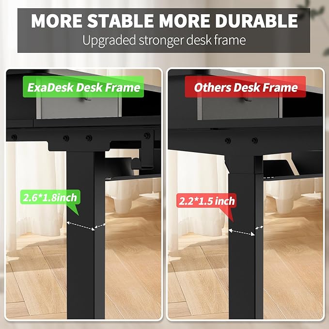 55 * 30 Inches Electric Standing Widened Desk Adjustable Height with 4 Drawers, Double Storage Shelves Stand Up Desk, Home Office Workstation Sit Stand up Desk (Classical Black)
