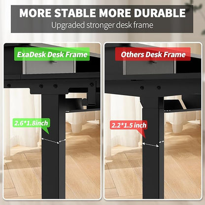 55 * 30 Inches Electric Standing Widened Desk Adjustable Height with 4 Drawers, Double Storage Shelves Stand Up Desk, Home Office Workstation Sit Stand up Desk (Classical Black)