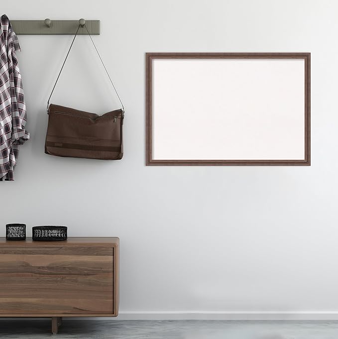 Amanti Art White Cork Board for Wall, 26x38 Vision Board with Brown Wood Frame, Large Corkboard Office Decor for Home Organization, Country Rustic Corkboard Pinboard to Display Items for Home