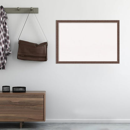 Amanti Art White Cork Board for Wall, 26x38 Vision Board with Brown Wood Frame, Large Corkboard Office Decor for Home Organization, Country Rustic Corkboard Pinboard to Display Items for Home