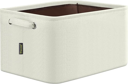BALEINE 1 Pack Fabric Closet Storage Bins for Shelves, Linen Closet Organizers and Storage, Decorative Baskets for Organizing, Shelf, Clothes, Home, Office (White, 12"x8"x8")