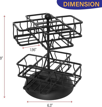 NHZ Tea Bag Storage and Organizer, Tea Bag Holder Black Powder Coated Stainless Steel for Tea and Coffee Box. Organize 100 Tea Bags- Tea Holder For Tea Bags 8 Compartments with 12 Bags in Each.