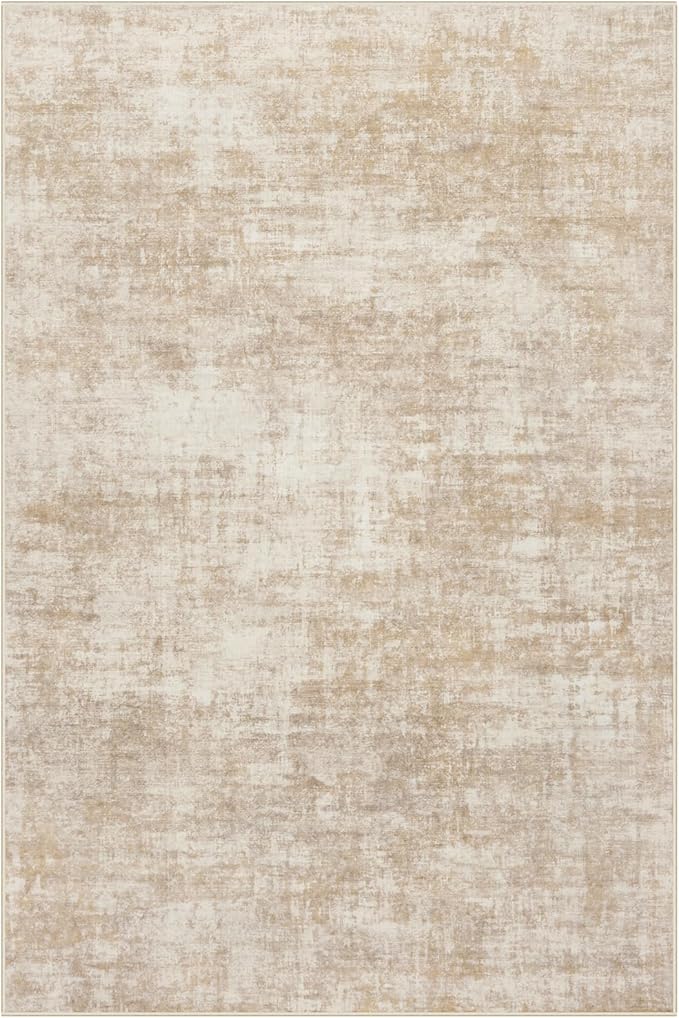 6x9 Area Rugs Washable Rug: Large Modern Abstract Living Room Rug Soft Anti-Skid Thin Carpet Indoor Floor Non-Shedding Carpets for Bedroom Dining Room Farmhouse Nursery Home Office Beige