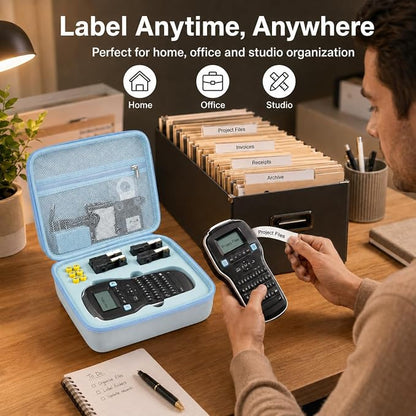 Case Compatible with DYMO Label Maker LabelManager 160/280 Portable Label Maker, Label Printer Storage Organizer for AC Adapter, Tape Cartirdges and More Accessories(Box Only) (Blue)