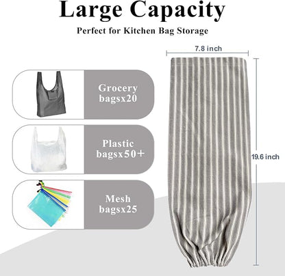 TOGETRUE Plastic Bag Holder, Wall Mount Grocery Bag Holder, Reusable Trash Bag Organizer for Home Kitchen Pantry Decor (Gray-White)