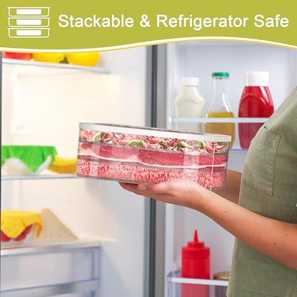 3 Pcs Deli Meat Container for Fridge, Stackable Bacon Lunch Meat Container for Refrigerator, Food Storage Boxes with 3 Lids for Cold Cuts, Cheese, Lunchmeat, Salami, Meal Prep Containers