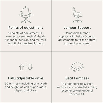 Branch Ergonomic Chair Pro - Mesh Office Chair with 14 Points of Adjustment - Height, Depth & Tilt Adjustable - 5D Armrests - Forward Tilt, Smooth Recline, and Lumbar Support - Spark