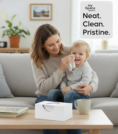 Tissue Box Cover Rectangle - Tissue Box Holder Rectangular - Compatible with Puffs - Acrylic White Bathroom Accessories Décor