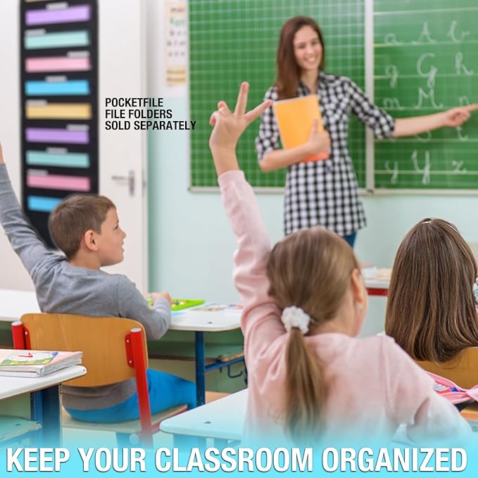 Ultimate Office WalMaster Heavy Duty, 20-Pocket Wall Chart Filing System WITH LABEL HOLDERS for Classroom and Office, File Organizer Includes Mounting Hardware & Door Hooks POCKETFILES SOLD SEPARATELY