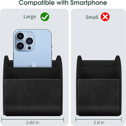 Large Remote Control Holder with 5 Compartments, KENOBEE Anti-slip Desktop Caddy Storage Organizer for Phone, Remote Controllers, Office Supplies, Makeup Brush, Media Accessories, Black