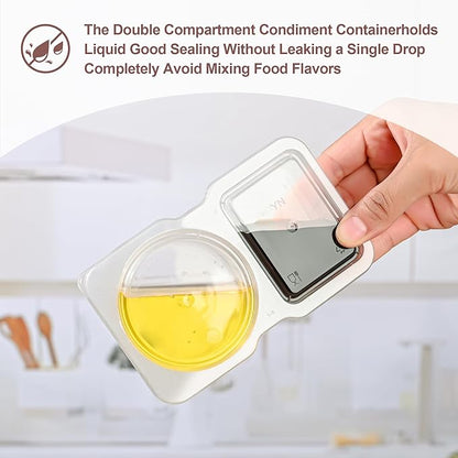 RXRRXR 20PCS Double Compartment Condiment Container With Lids - Reusable Snack Pack Containers for Take-out Sauces