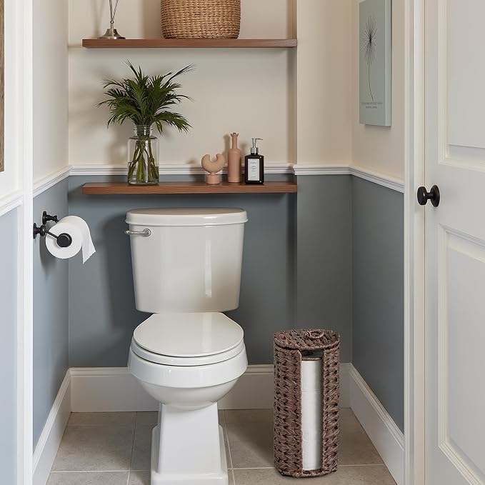 GRANNY SAYS Toilet Paper Storage Basket with Lid, Toilet Paper Holder Stand, Waterproof Organizer for Bathroom, Bathroom Baskets for 3 Mega Rolls, Brown