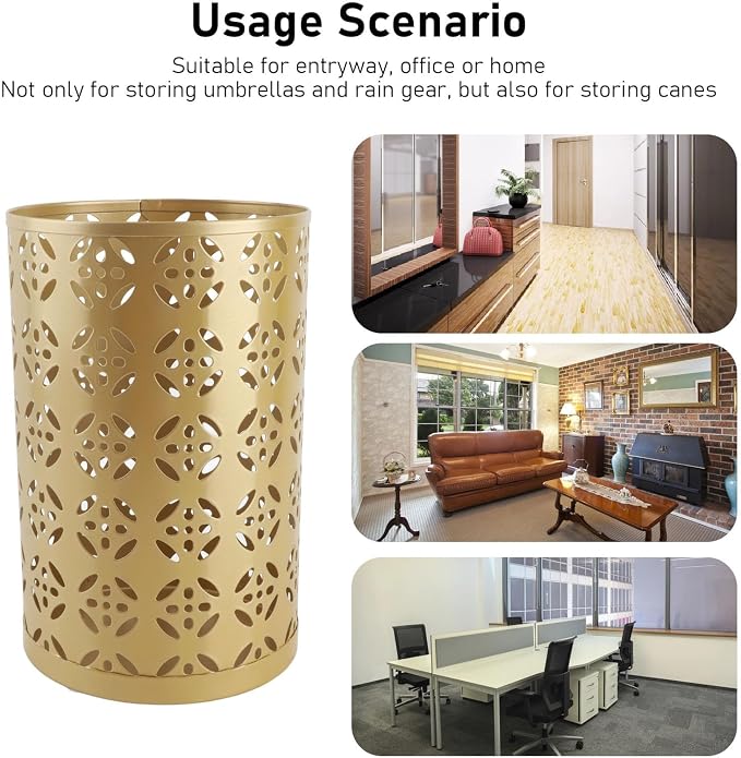 Round Umbrella Organizer Bin, Freestanding Metal Umbrella Holder Umbrella Stand Rack for Entryway, Canes Walking Sticks Holder Rain Collection for Home, Office (S 62x50cm / 24.41x19.69in)