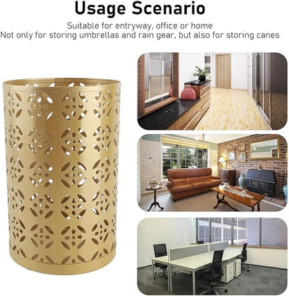 Round Umbrella Organizer Bin, Freestanding Metal Umbrella Holder Umbrella Stand Rack for Entryway, Canes Walking Sticks Holder Rain Collection for Home, Office (S 62x50cm / 24.41x19.69in)