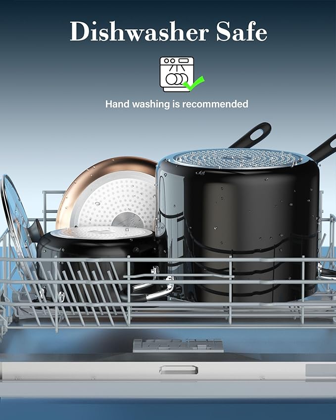 Cook N Home Professional 8 Quart Nonstick Stock Pot with Lid, Riveted Handles, Big Soup Pot for Holiday Feasts, Stockpot with Even Heating, Induction Cookware, Oven & Dishwasher Safe, Black