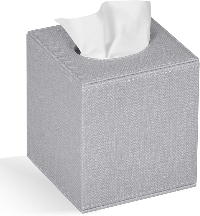 Colylan Tissue Box Cover Square Tissue Box Holder for Bathroom (Grey)