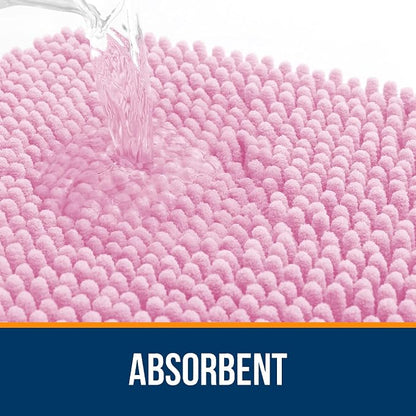 OLANLY Large Bathroom Rugs 40x24, Extra Soft Absorbent Chenille Bath Rugs, Rubber Backing Quick Dry, Machine Washable Bath Mats for Bathroom Floor, Tub and Shower, Home Decor Accessories, Pink