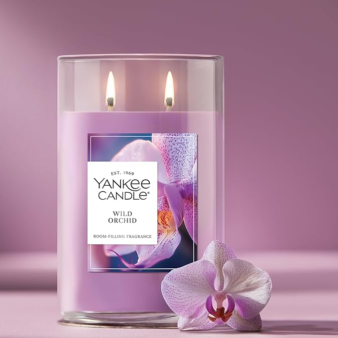 Yankee Candle Large Tumbler Scented Candle with up to 80 Hour Burn Time, Premium Plant Wax Blend for Consistent Burn, 20 oz Tumbler Candle with Room Filling Fragrance, Wild Orchid