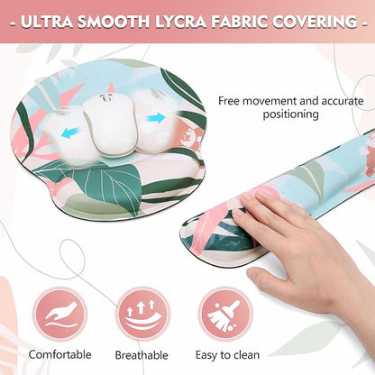 Mouse Pad and Keyboard Wrist Rest - Colorful Wrist Rest for Computer, Ergonomic Mouse Pad & Keyboard Pad, Memory Foam Wrist Support for Comfy Typing