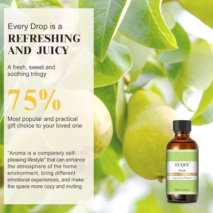 EUQEE Pear Fragrance Oil, Premium Fragrance Essential Oil 2.02 Fl oz for Soap Candle Making, Diffusers, Aromatherapy (60ml)