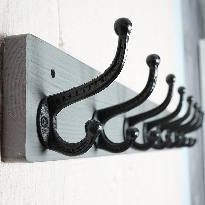 WEBI Rustic Coat Rack Wall Mount,35.43" Long 8 Cast Iron Coat Hooks Wall Mounted,Heavy Duty Wall Coat Hanger Hooks for Hanging Coats,Clothes,Gray