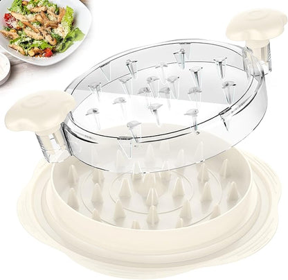 Chicken Shredder Tool Twist Large Chicken Breast Shredder with Brush&Fork, Visible Meat Shredder Machine, Strong Anti-Slip Strip, Ergonomic Handle, BPA Free, Suitable for Pork Beef Chicken (White)