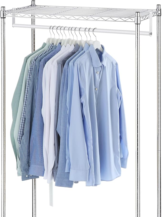 2 Pack Wire Shelving Garment Hanger Bar Wire Shelving Accessories Industrial Closet Clothes Rods for Home Retail Store(White,36 Inch)